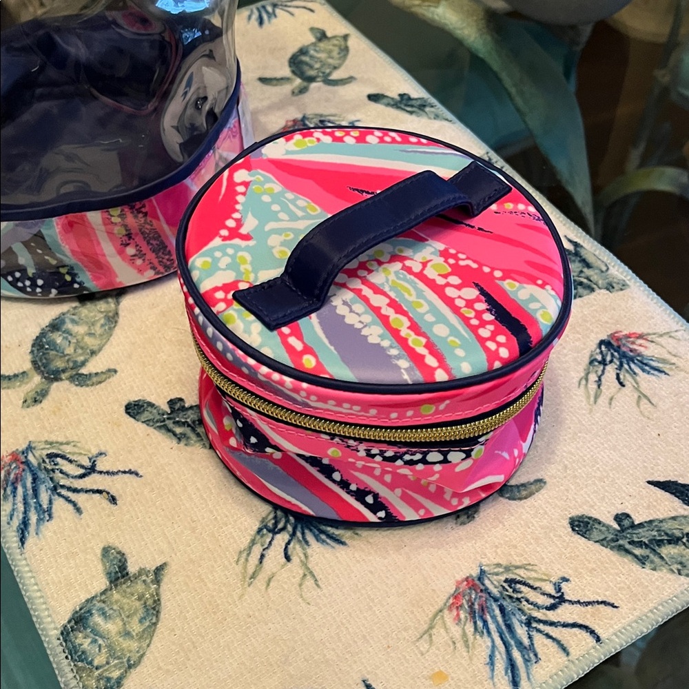 Pink Patterned Clear Drawstring Cosmetic Bag - image 7